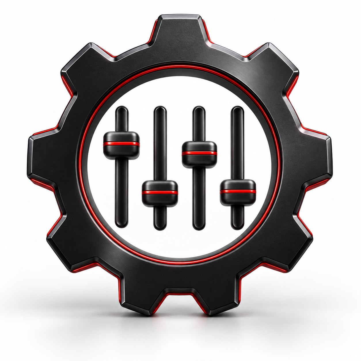 Custom Outdoor Advertising represented by a black adjustment symbol with restrained red accents